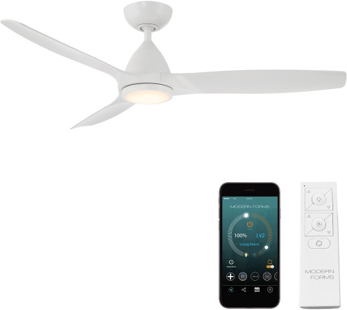 Modern Forms FR-W2202-54L-MW Skylark Contemporary Matte White LED 54" Home Ceiling Fan