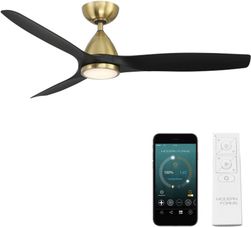 Modern Forms FR-W2202-54L-SB/MB Skylark Soft Brass Matte Black LED Interior / Exterior 54" Home Ceiling Fan
