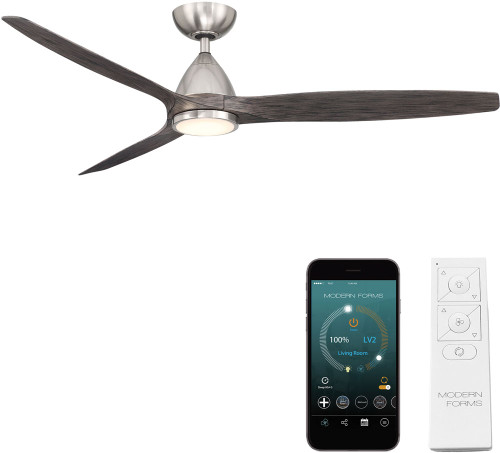 Modern Forms FR-W2202-62L-BN/EB Skylark Brushed Nickel Ebony LED Interior / Exterior 62" Home Ceiling Fan
