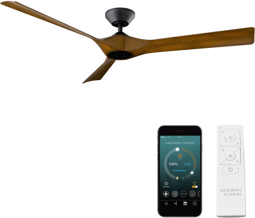 Modern Forms FR-W2204-58-MB/DK Torque Matte Black Distressed Koa Interior / Exterior 58" Home Ceiling Fan