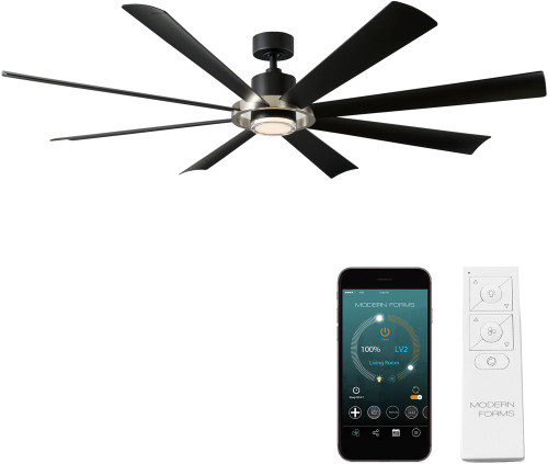Modern Forms FR-W2303-72L-BN/MB Aura Brushed Nickel Matte Black LED Interior / Exterior 72" Home Ceiling Fan
