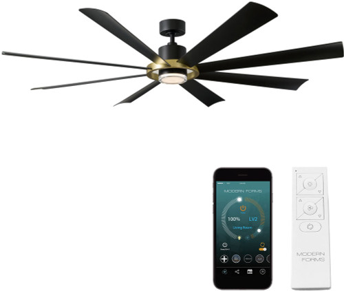 Modern Forms FR-W2303-72L-SB/MB Aura Soft Brass Matte Black LED Indoor / Outdoor 72" Home Ceiling Fan