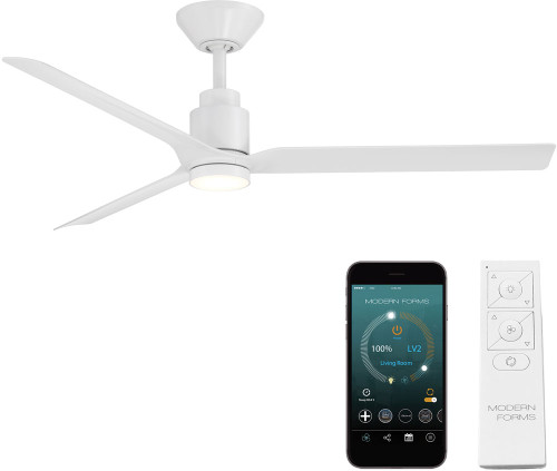 Modern Forms FR-W2502-52L-MW Smooth Contemporary Matte White LED 52" Indoor / Outdoor Home Ceiling Fan