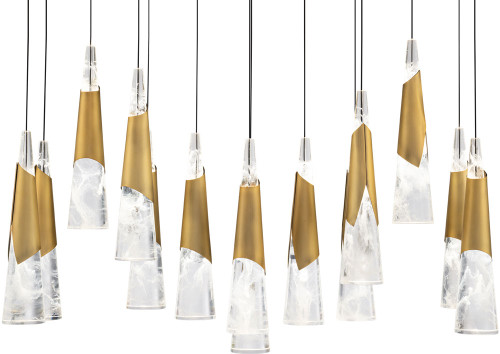 Modern Forms PD-44414L-AB Kilt Contemporary Aged Brass LED Multi Drop Lighting Fixture