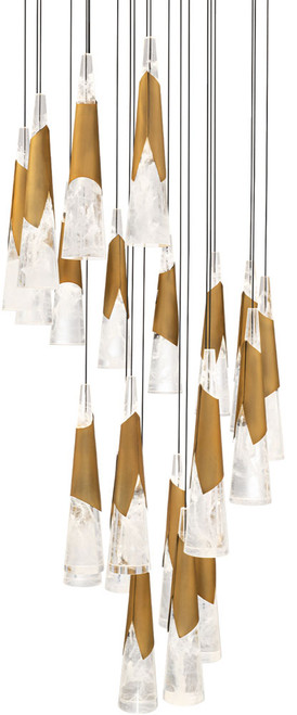 Modern Forms PD-44421R-AB Kilt Modern Aged Brass LED Multi Drop Lighting Fixture