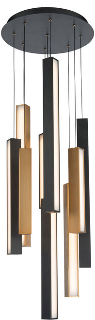 Modern Forms PD-64809R-BK-AB-BK Chaos Contemporary Black Aged Brass LED Multi Hanging Light