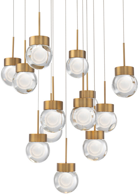 Modern Forms PD-82013S-AB Double Bubble Contemporary Aged Brass LED Multi Pendant Lighting