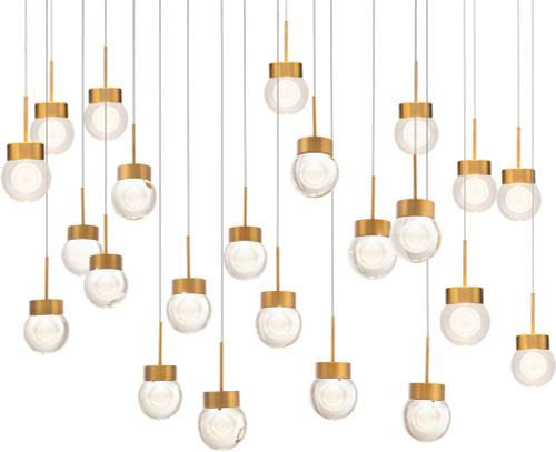 Modern Forms PD-82023L-AB Double Bubble Modern Aged Brass LED Multi Hanging Light Fixture