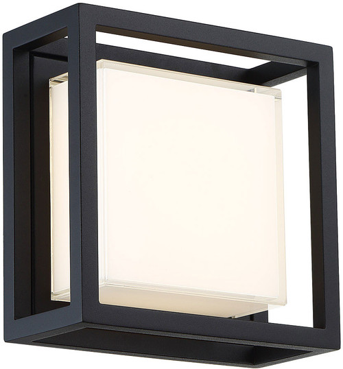 Modern Forms WS-W73608-BK Framed Contemporary Black LED Outdoor Lamp Sconce