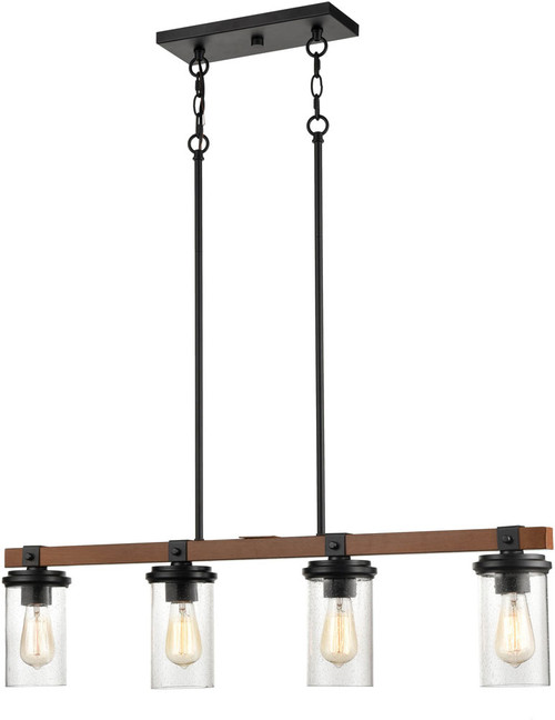 Millennium 3824-MB/WG Taos Modern Matte Black/Wood Grain Kitchen Island Light Fixture