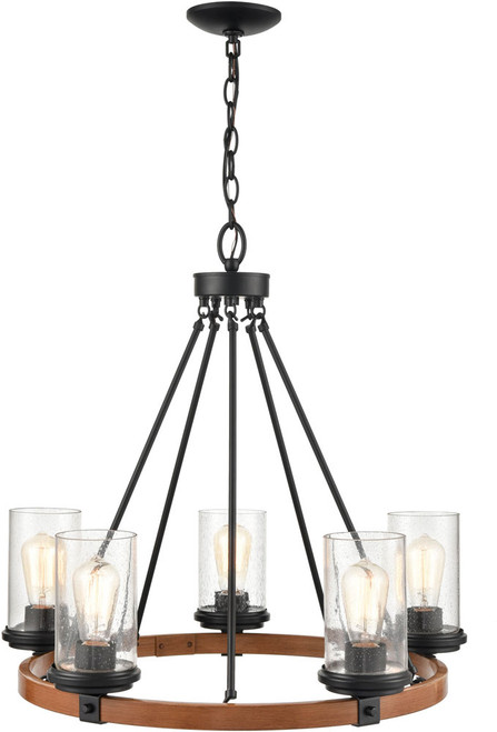 Millennium 3825-MB/WG Taos Modern Matte Black/Wood Grain Chandelier Lamp