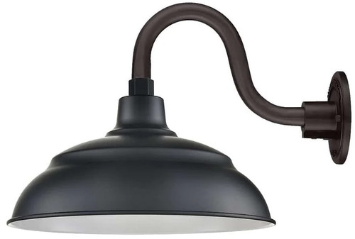 Millennium LEDRWHS14-SB-GOOSENECK R Series Vintage Satin Black LED 14" Outdoor Wall Lighting Sconce