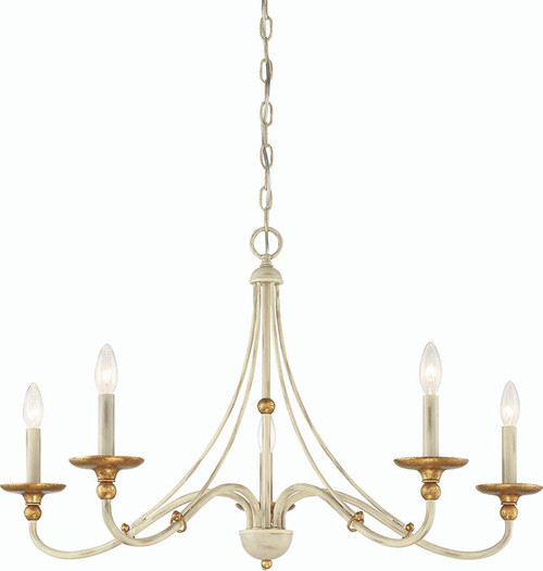 Minka Lavery 1045-701 Westchester County Contemporary Farm House White with Gilded Gold Leaf 28" Lighting Chandelier