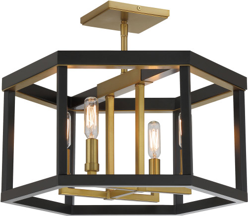 Minka Lavery 2114-726 Union Estates Contemporary Coal And Soft Brass Flush Mount Ceiling Light Fixture