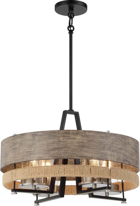 Minka Lavery 2764-733 Silver Creek Modern Stone Grey, Coal, and Brushed Nickel Drum Hanging Light Fixture
