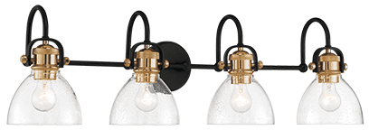 Minka Lavery 3364-416 Monico Contemporary Bronze with Natural Brushed Brass 4-Light Bathroom Sconce Lighting