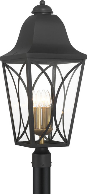 Minka Lavery 73355-757 Cardigan Sand Coal and Olden Brass Outdoor Lamp Post Light