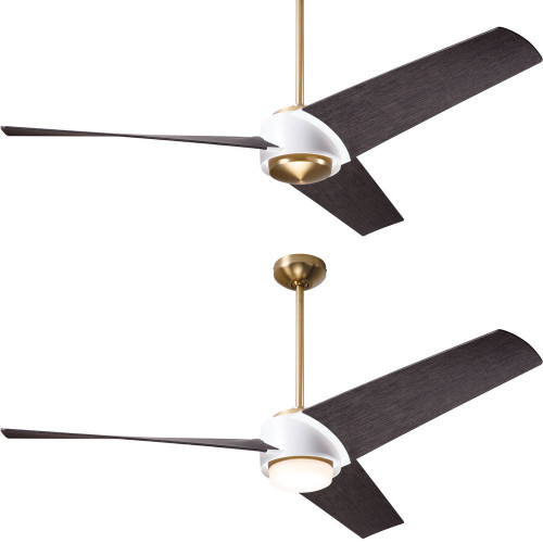 Modern Fan Company AMB-SBMW-56-EB Ambit DC Contemporary Satin Brass / Matte White w/ Ebony Blades LED 56" Ceiling Fan