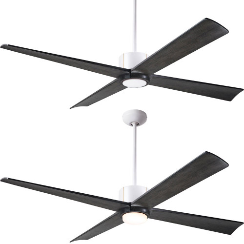 Modern Fan Company NOU-MWBS-56-EB Nouveau DC Modern Matte White w/ Brass Finish w/ Ebony Blades LED 56" Ceiling Fan