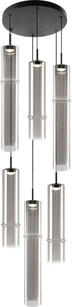 Matteo C30606MBSM Bambu Contemporary Matte Black LED Multi Pendant Light