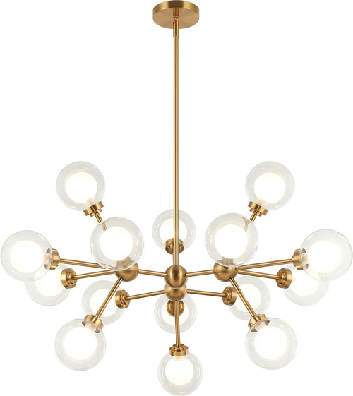 Matteo C33015AG Solaris Modern Aged Gold Brass LED Chandelier Light