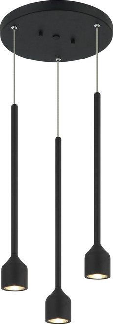 Matteo C35403MB Lumenagio Contemporary Matte Black LED Multi Pendant Lamp