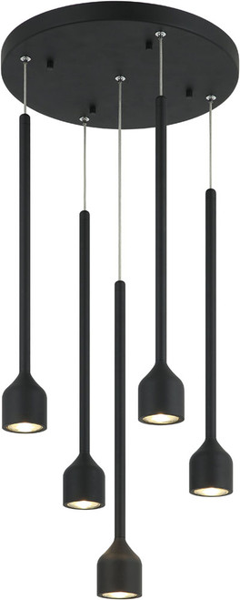 Matteo C35405MB Lumenagio Contemporary Matte Black LED Multi Hanging Light