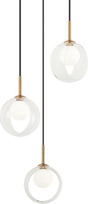 Matteo C60603AGCL Delcia Contemporary Aged Gold Brass LED Multi Pendant Hanging Light