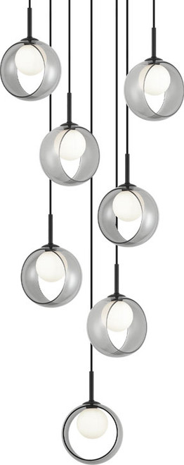 Matteo C60607BKSM Delcia Modern Black LED Multi Ceiling Pendant Light