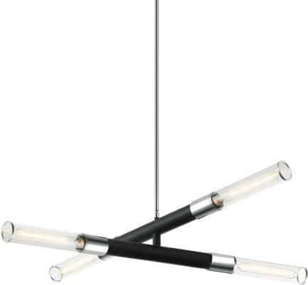 Matteo C61204MBCH Tubo Contemporary Matte Black / Chrome Hanging Pendant Light