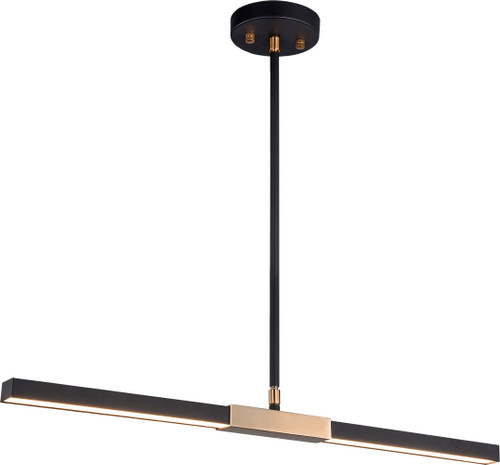 Matteo C64728MBAG Lineare Modern Matte Black & Aged Gold Brass LED Island Light Fixture