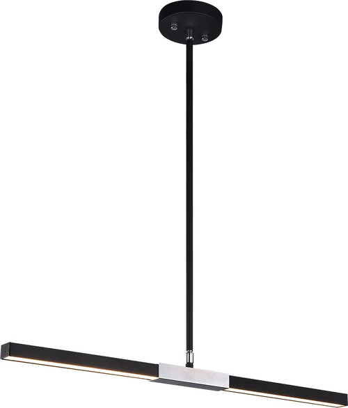 Matteo C64728MBCH Lineare Contemporary Matte Black & Chrome LED Kitchen Island Light Fixture