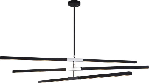 Matteo C64769MBCH Lineare Modern Matte Black and Chrome LED Chandelier Lamp
