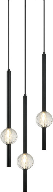 Matteo C68903MB Windchimer Contemporary Matte Black Multi Drop Ceiling Light Fixture