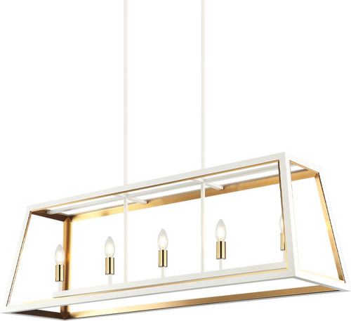 Matteo C72105WHAG Rosalie Modern White / Aged Gold Brass Island Light Fixture