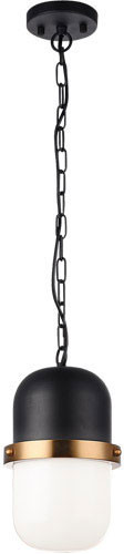 Matteo C73801MBOP Tillie Contemporary Matte Black 7" Mini Hanging Light
