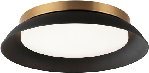 Matteo M12515MBAG Finley Contemporary Matte Black + Aged Gold Brass LED 15" Flush Lighting