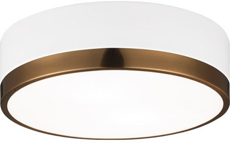 Matteo M14302WHAG Trydor Contemporary White and Aged Gold Brass 12" Overhead Lighting Fixture