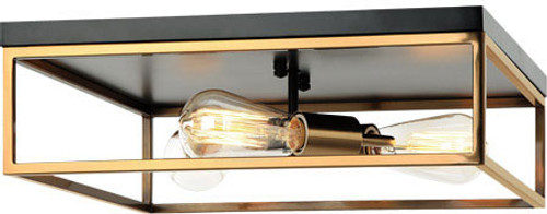 Matteo M15543BKAG Clarke Modern Black and Aged Gold Brass Flush Ceiling Light Fixture