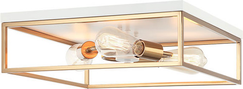 Matteo M15543WHAG Clarke Contemporary White and Aged Gold Brass Ceiling Lighting Fixture