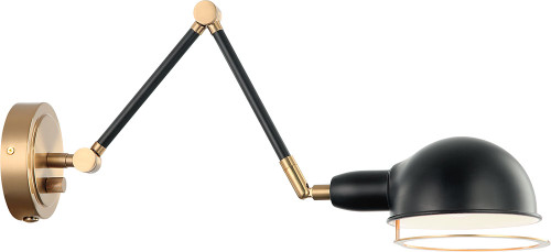 Matteo S00721AGBK Blare Modern Brass / Black Swing Arm Wall Lamp