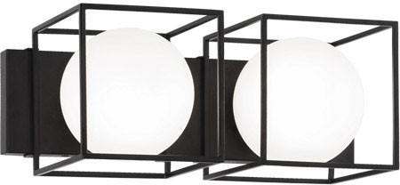 Matteo S03802BK Squircle Modern Black 2-Light Bathroom Lighting Fixture