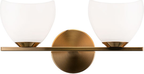 Matteo S04202AGOP Uptowne Modern Aged Gold Brass Halogen 2-Light Bath Lighting Fixture