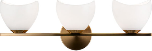 Matteo S04203AGOP Uptowne Modern Aged Gold Brass Halogen 3-Light Bathroom Wall Sconce