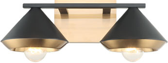 Matteo S06802MBAG Velax Contemporary Matte Black 2-Light Vanity Light Fixture