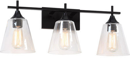 Matteo S09803BK Hollis Contemporary Black 3-Light Bathroom Sconce