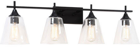 Matteo S09804BK Hollis Contemporary Black 4-Light Vanity Light Fixture