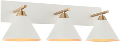 Matteo S10603WH Bliss Modern Brass / White 3-Light Vanity Light