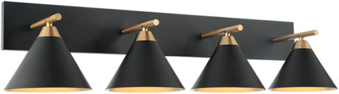 Matteo S10604MB Bliss Contemporary Brass / Matte Black 4-Light Bathroom Vanity Light