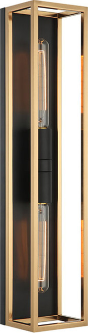 Matteo S15122BKAG Shadowbox Contemporary Black / Aged Gold Brass Wall Lamp